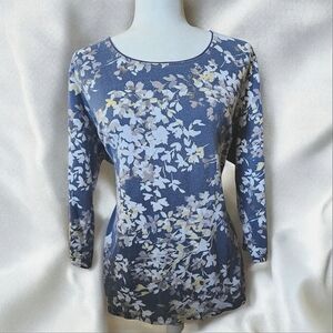 💖Floral Blue Women's Top Size 1X
